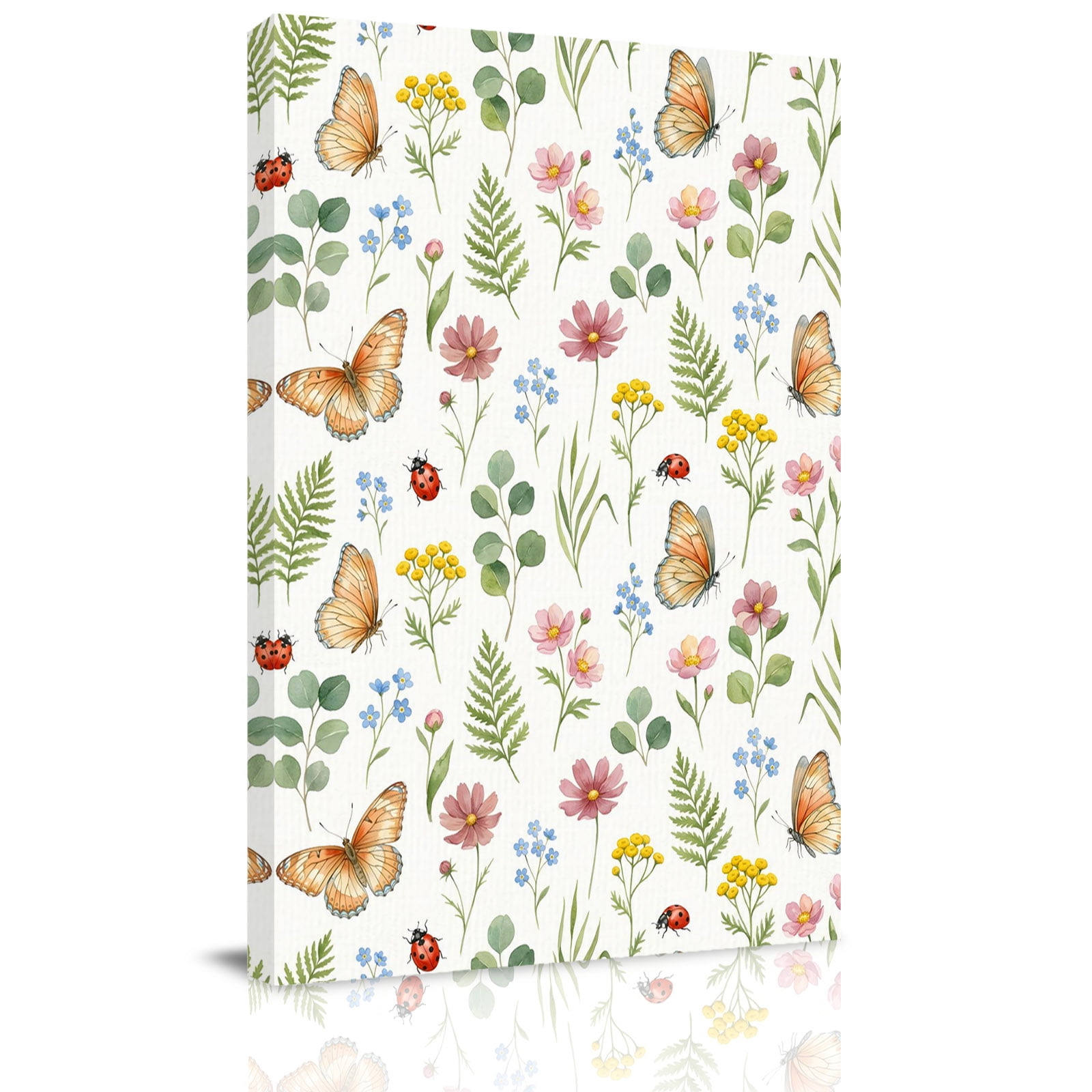 Canvas Wall Art Spring Wildflowers Canvas Art Print Watercolor Pink ...