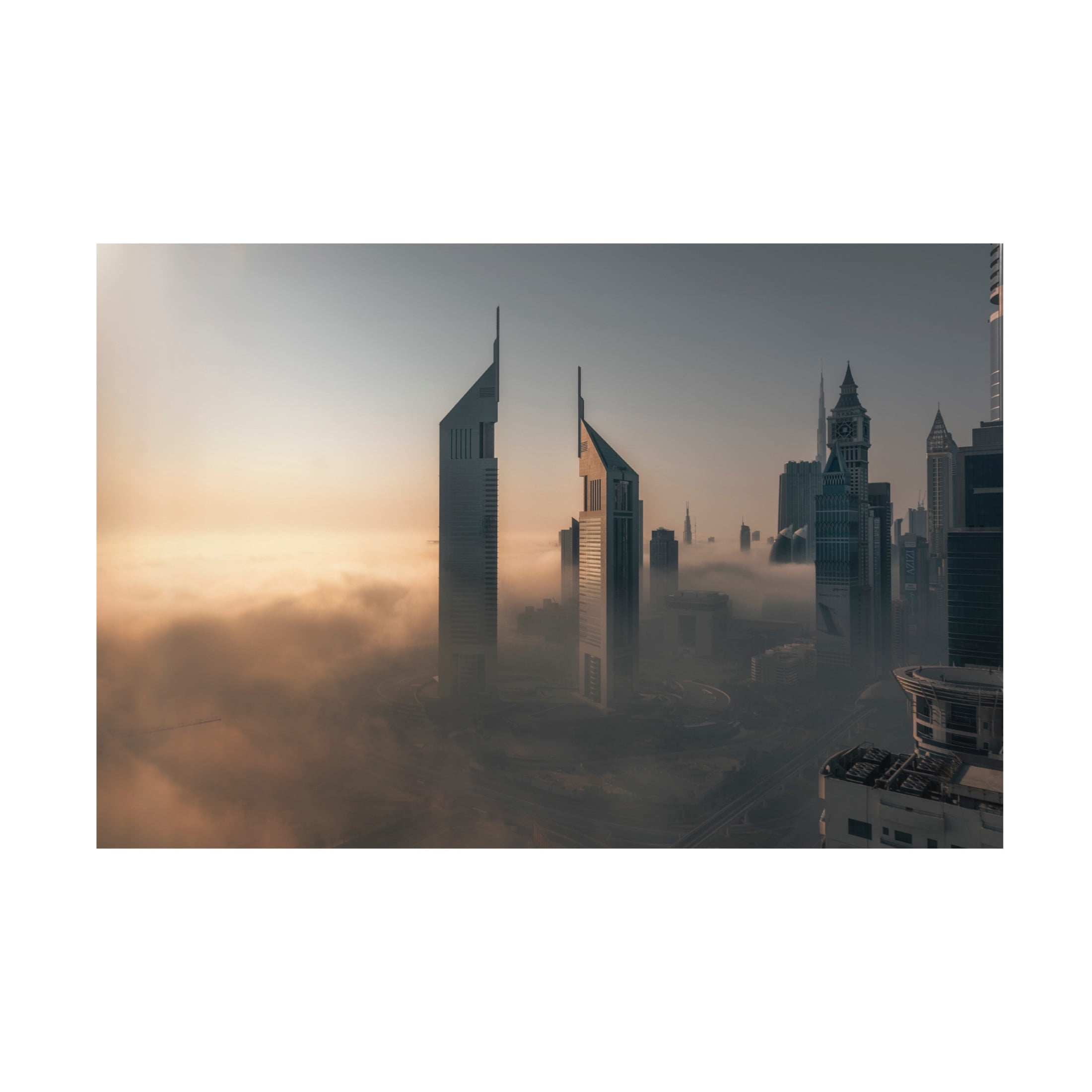 Canvas Wall Art - Stan Huang 'Fog Lockdown On The City Of Steel' Wall Art for Living Room, Bedroom, or Office Décor by Trademark Fine Art - 32 x 22 Inches