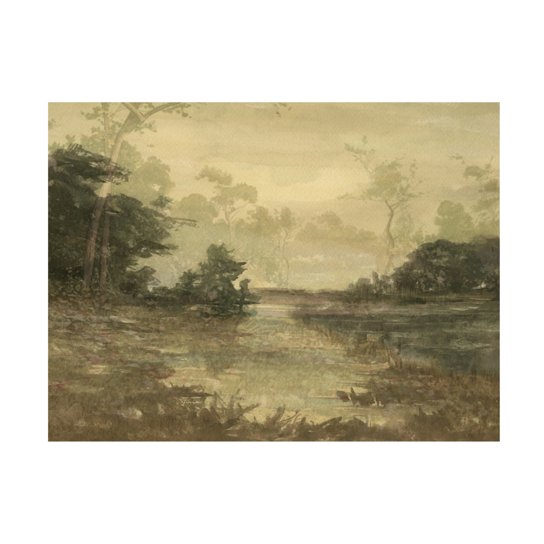 Canvas Wall Art - Stellar Design Studio 'Sunset Pond II' Wall Art for Living Room, Bedroom, or Office Décor by Trademark Fine Art - 47 x 35 Inches