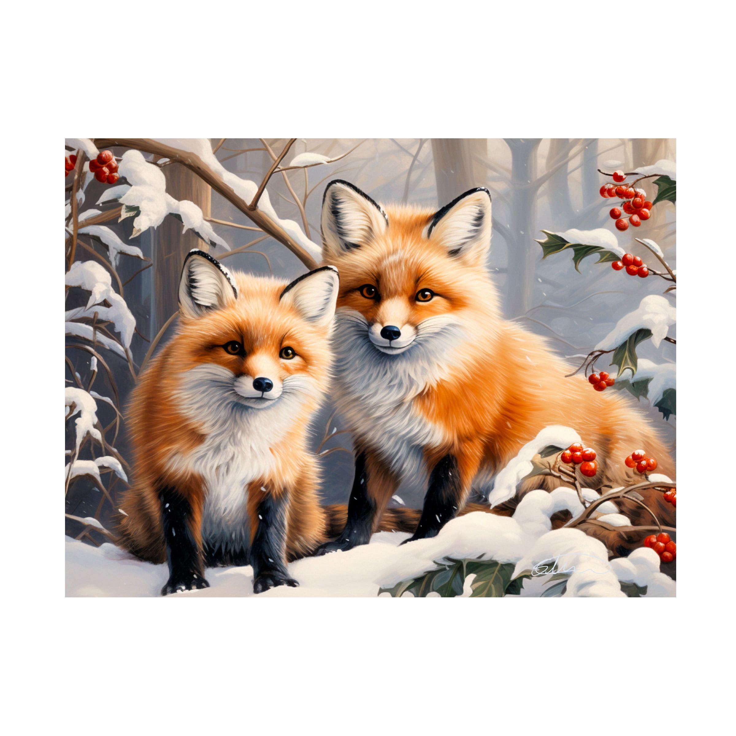 Canvas Wall Art - Stewart 'Best Friends First Winter' Wall Art for Living Room, Bedroom, or Office DÃ©cor by Trademark Fine Art - 19 x 14 Inches