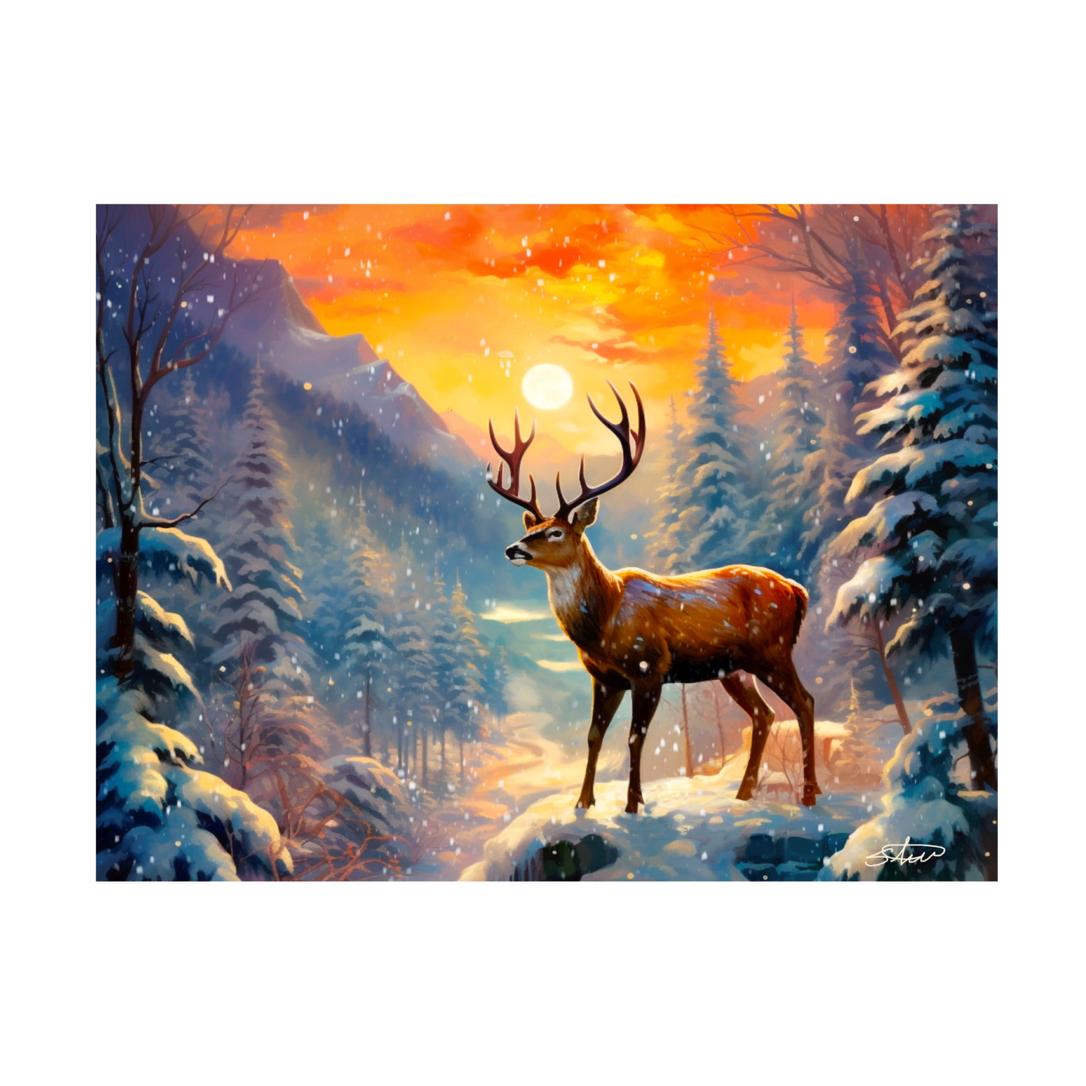 Canvas Wall Art - Stewart 'Evening Snow' Wall Art for Living Room, Bedroom, or Office Décor by Trademark Fine Art - 19 x 14 Inches