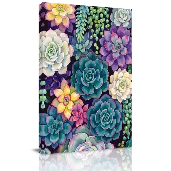 Canvas Wall Art Succulents Canvas Art Print Desert Plants Watercolor Botanical Garden Pictures Wall Decor for Living Room Bedroom Artwork Decorations Stretched Framed Ready to Hang 8"x10"