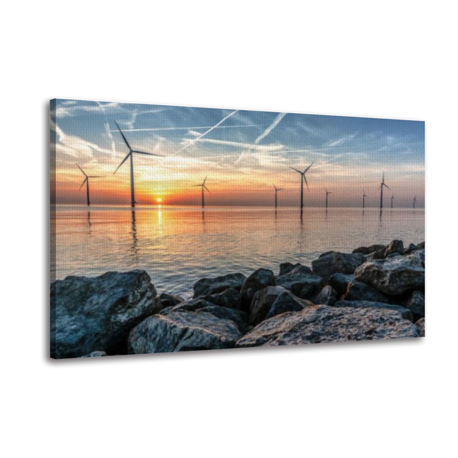 Canvas Wall Art Sun setting water Holland red light full rigging Wall ...