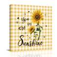thumbnail image 1 of Canvas Wall Art, Sunflower Framed Canvas Prints for Bathroom Desk, Yellow Plaid Lattice You Are My Sunshine Small Gallery Wrapped Wall Decor for Home Office, Gifts, 8"x8" Ship Next Day, 1 of 9