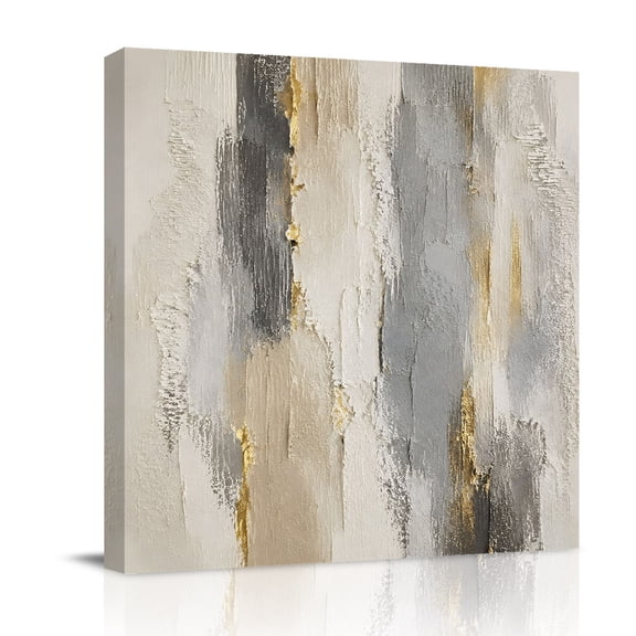 Canvas Wall Art, Tan Grey Abstract Framed Canvas Prints for Bathroom Desk, Vintage Gradient Graffiti Modern Art Small Gallery Wrapped Wall Decor for Home Office, Gifts, 8"x8" Ship Next Day