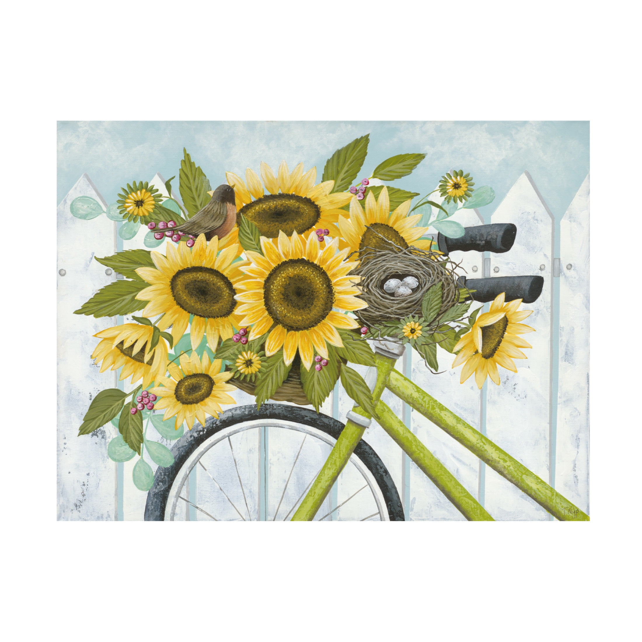 Canvas Wall Art - Tanya Nyp 'Basket of Sunflowers' Wall Art for Living Room, Bedroom, or Office Décor by Trademark Fine Art - 32 x 24 Inches