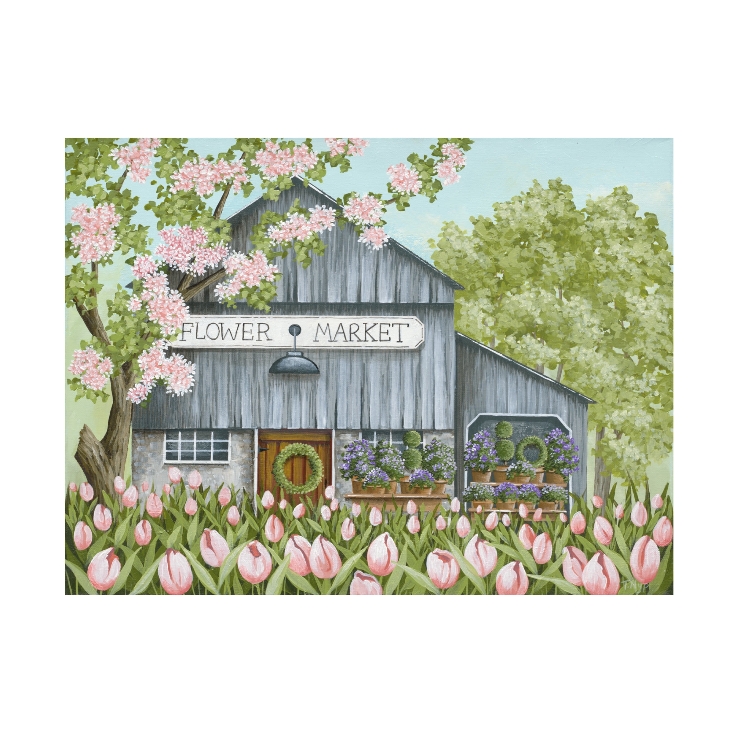 Canvas Wall Art - Tanya Nyp 'Flower Market' Wall Art for Living Room, Bedroom, or Office Décor by Trademark Fine Art - 32 x 24 Inches