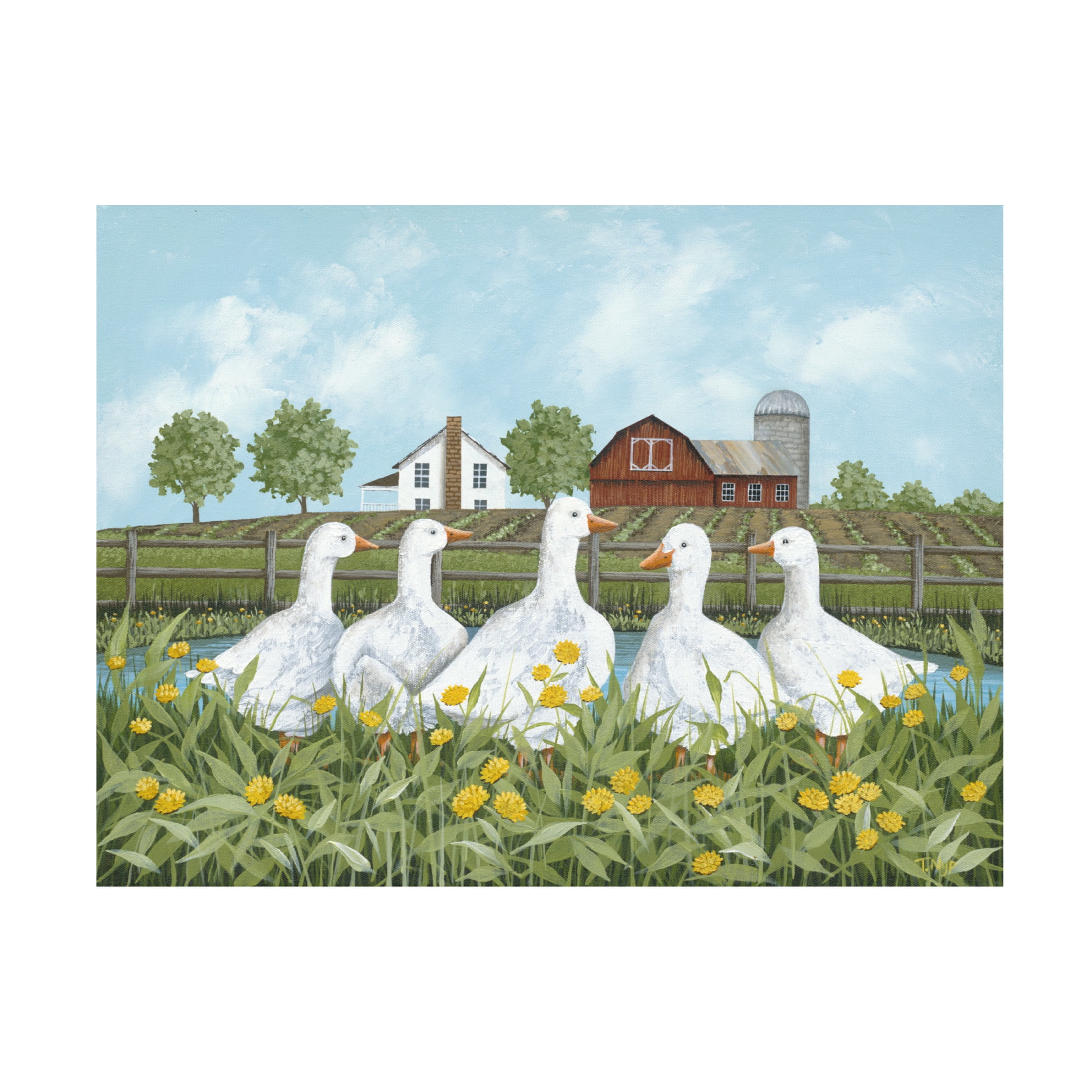 Canvas Wall Art - Tanya Nyp 'White Geese' Wall Art for Living Room, Bedroom, or Office Décor by Trademark Fine Art - 47 x 35 Inches