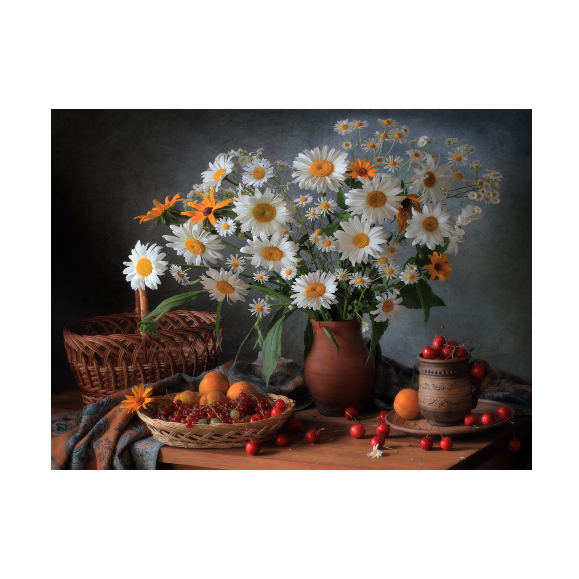 Canvas Wall Art - Tatyana Skorokhod 'Still Life With A Bouquet Of Daisies' Wall Art for Living Room, Bedroom, or Office D?cor by Trademark Fine Art - 47 x 35 Inches