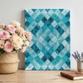 thumbnail image 1 of Canvas Wall Art Teal Blue Diamond Canvas Art Print Modern Geometric Lines Vintage Pictures Wall Decor for Living Room Bedroom Artwork Decorations Stretched Framed Ready to Hang 8"x10", 1 of 9