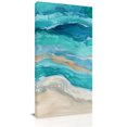 thumbnail image 1 of Canvas Wall Art, Teal Coastal Framed Canvas Prints for Hallway Bedroom, Summer Beach Nautical Abstract Art Oversized Gallery Wrapped Wall Decor for Home Office, Gifts, 24"x48" Ship Next Day, 1 of 9