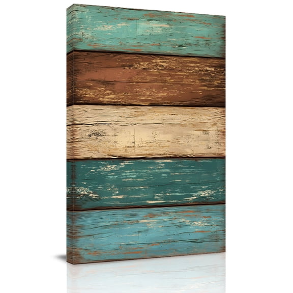 Canvas Wall Art, Teal Turquoise Wooden Framed Canvas Prints for Bedroom Dining Room, Rustic Retro Farmhouse Western Country Gallery Wrapped Wall Decor for Home Office, Gifts, 20"x24" Ship Next Day