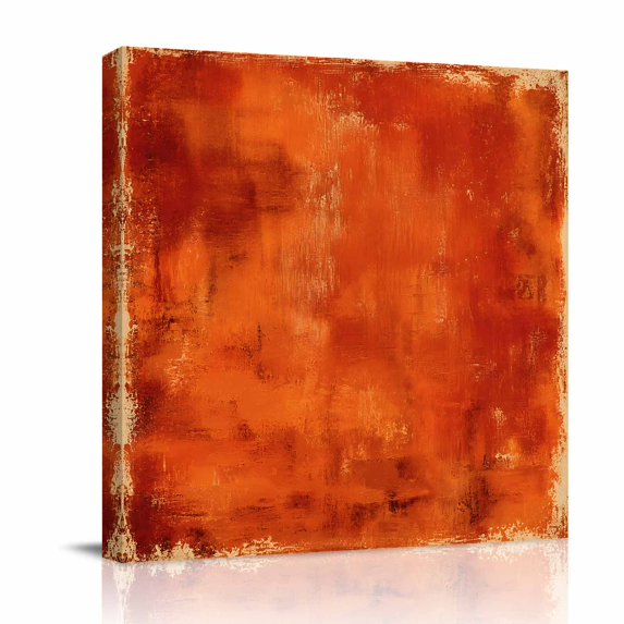 Canvas Wall Art, Terracotta Red Framed Canvas Prints for Living Room Bathroom, Vintage Minimalist Distressed Pattern Gallery Wrapped Wall Decor for Home Office, Gifts, 12"x12" Ship Next Day