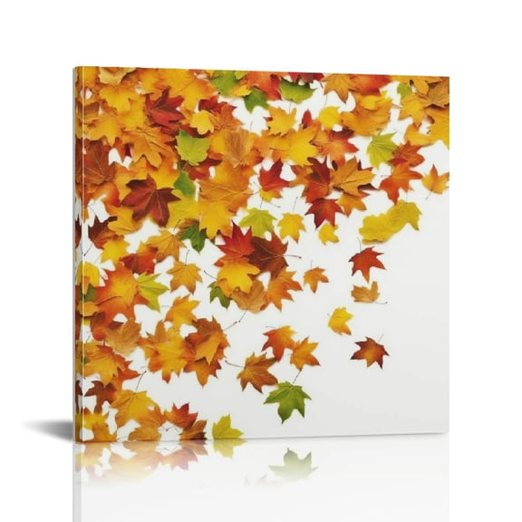 Canvas Wall Art Thanksgiving Day Romantic Autumn The Fall of Maple Leaves Picture Modern Artwork Printed on Canvas - Oil Painting for Wall Decor(16" x 16")