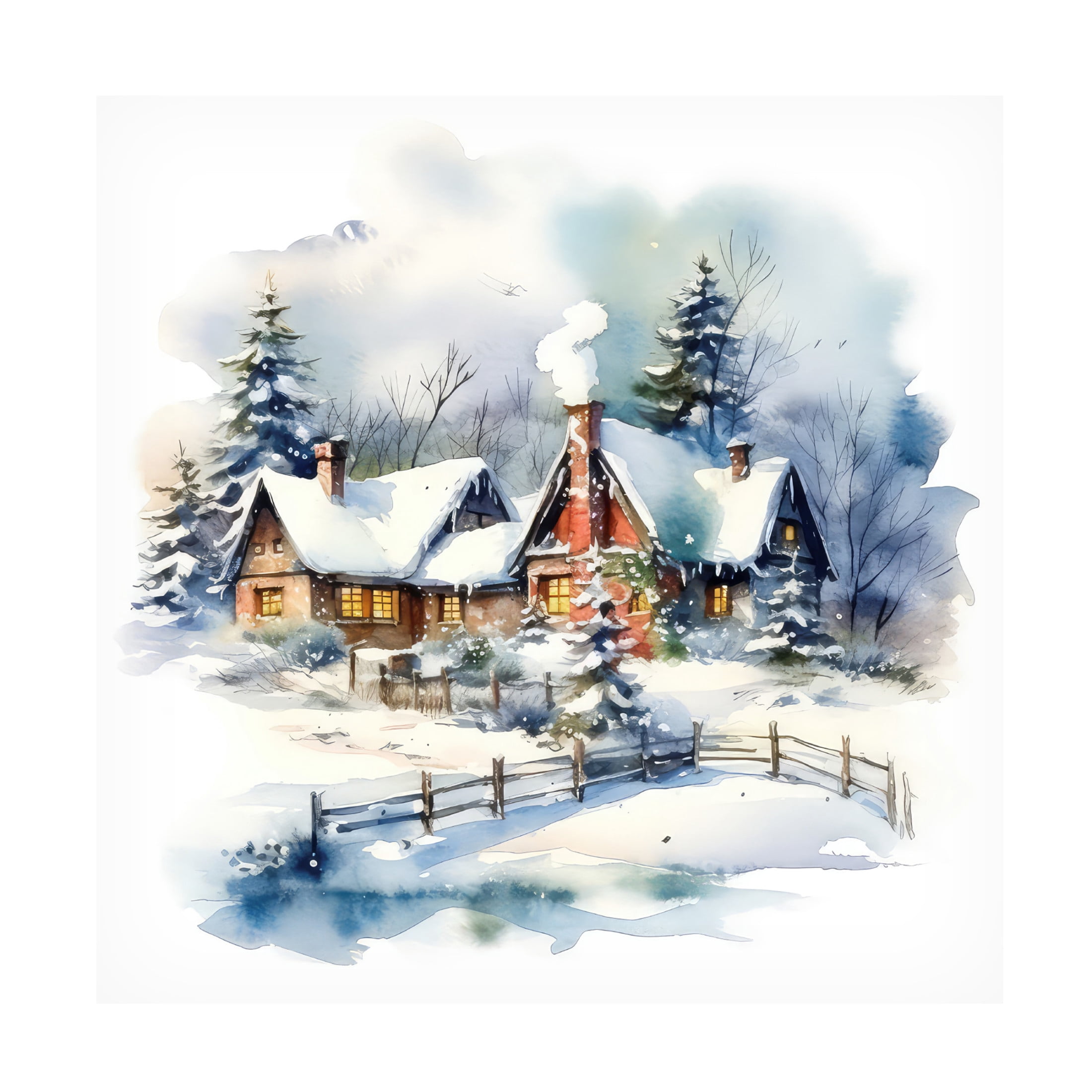 Canvas Wall Art - The Golden Valley 'Christmas At Home' Wall Art for Living Room, Bedroom, or Office Décor by Trademark Fine Art - 14 x 14 Inches