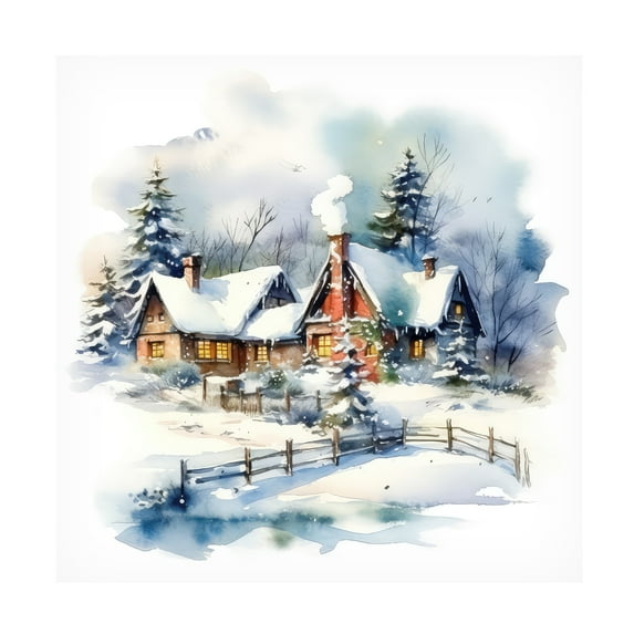 Canvas Wall Art - The Golden Valley 'Christmas At Home' Wall Art for Living Room, Bedroom, or Office Décor by Trademark Fine Art - 35 x 35 Inches