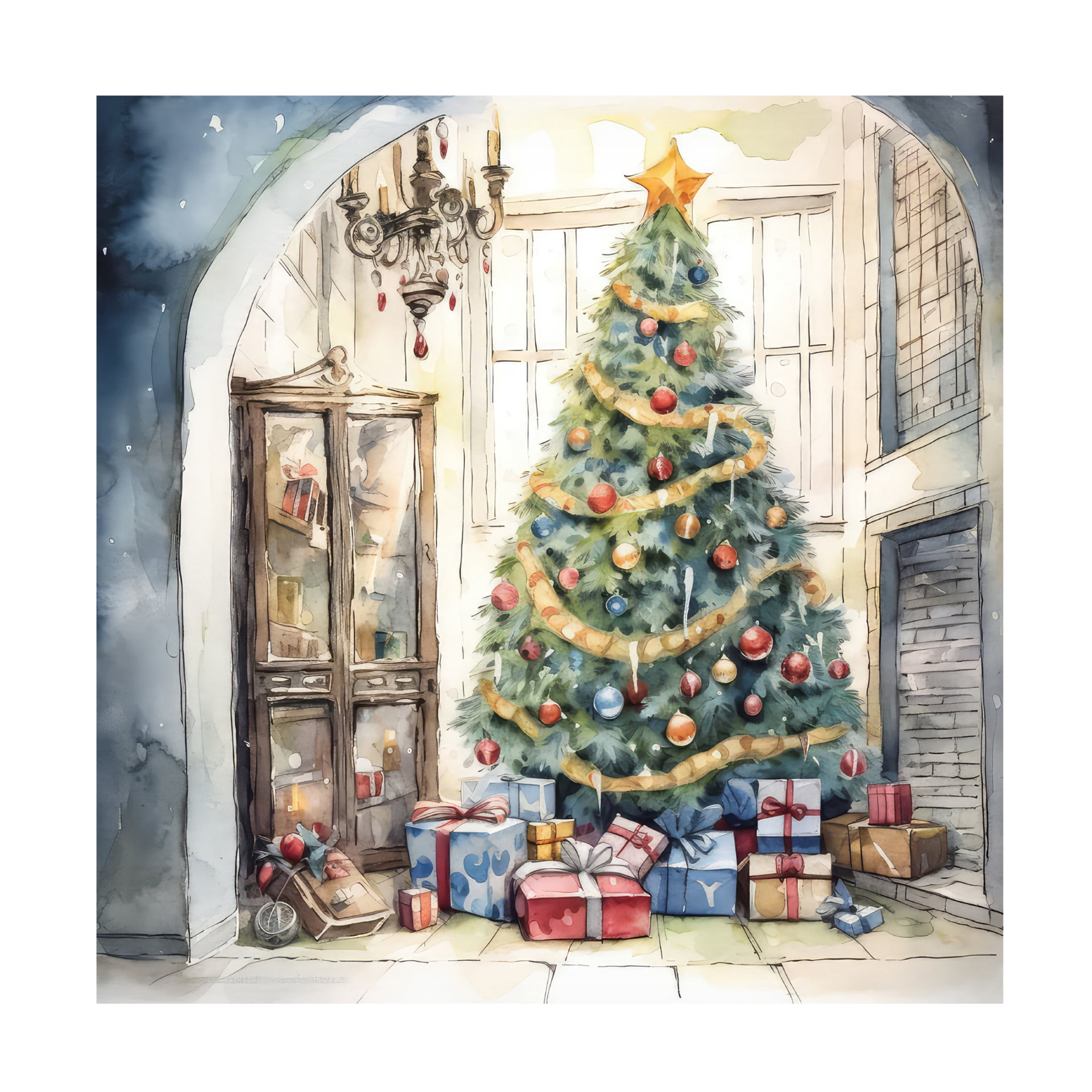 Canvas Wall Art - The Golden Valley 'Christmas Morn' Wall Art for Living Room, Bedroom, or Office Décor by Trademark Fine Art - 35 x 35 Inches