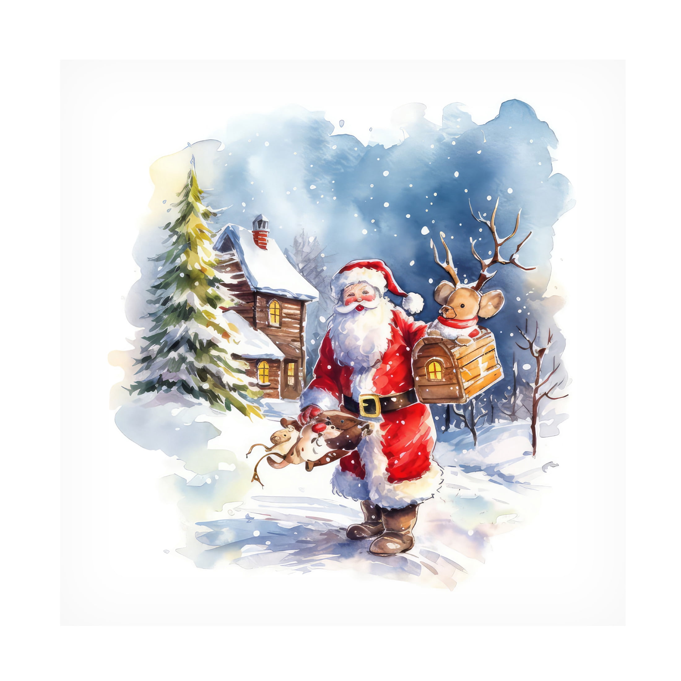 Canvas Wall Art - The Golden Valley 'Jolly Santa 1' Wall Art for Living Room, Bedroom, or Office Décor by Trademark Fine Art - 35 x 35 Inches