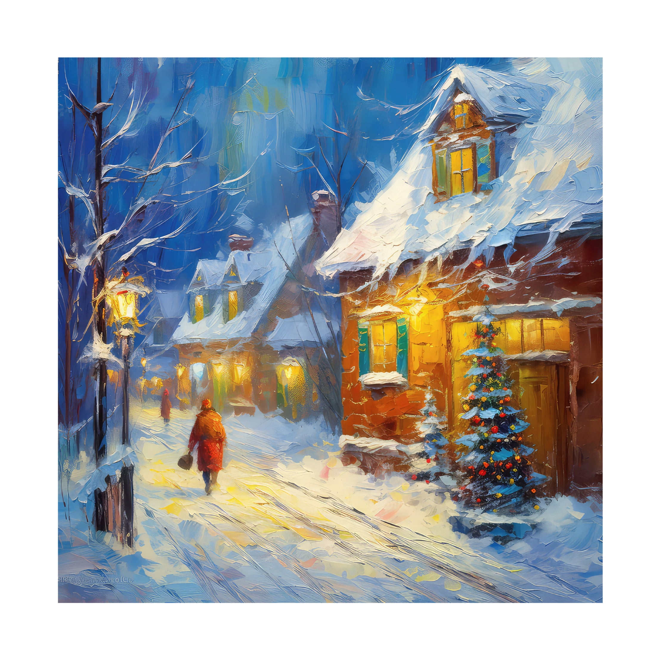 Canvas Wall Art - The Golden Valley 'Warm Glow Of Christmas' Wall Art for Living Room, Bedroom, or Office Décor by Trademark Fine Art - 14 x 14 Inches
