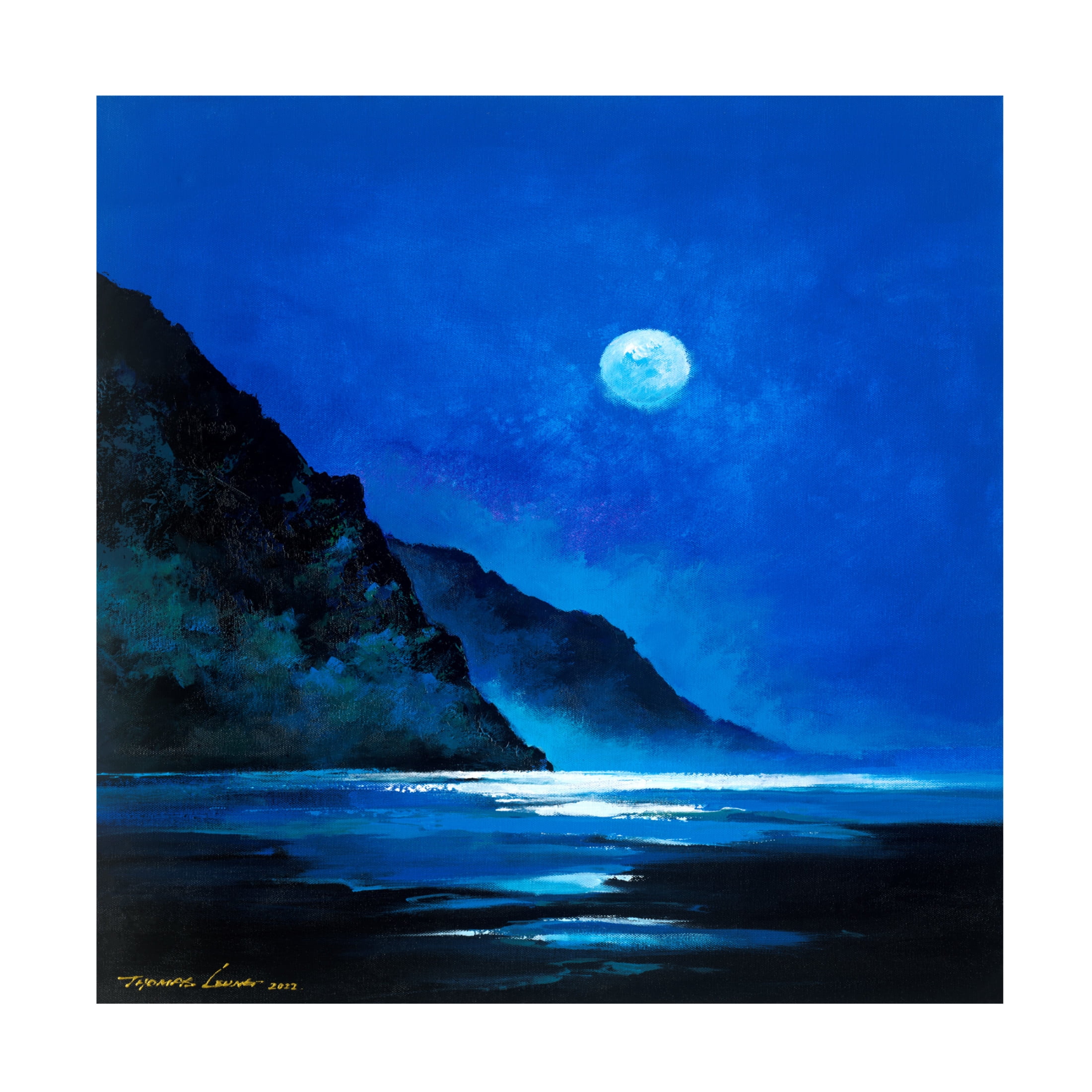 Canvas Wall Art - Thomas Leung 'Island Under the Moon' Wall Art for Living Room, Bedroom, or Office Décor by Trademark Fine Art - 24 x 24 Inches