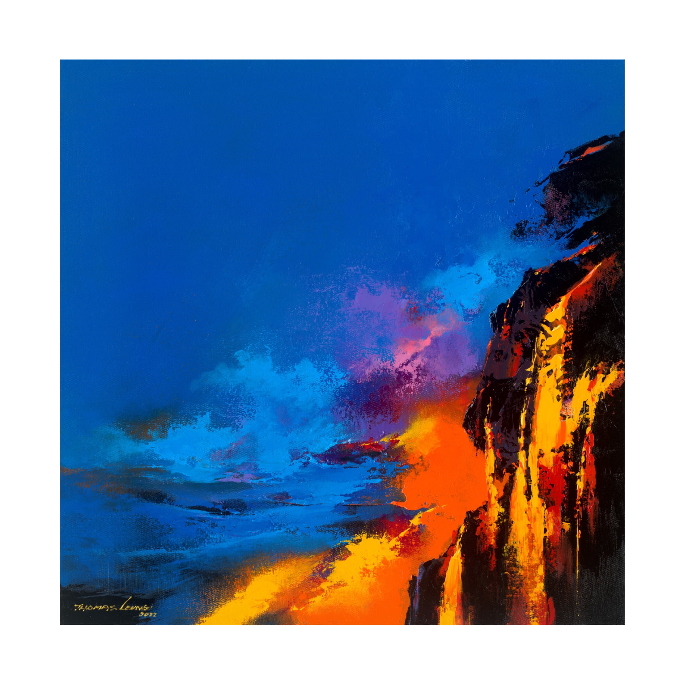 Canvas Wall Art - Thomas Leung 'Lava Into The Sea' Wall Art for Living Room, Bedroom, or Office Décor by Trademark Fine Art - 18 x 18 Inches