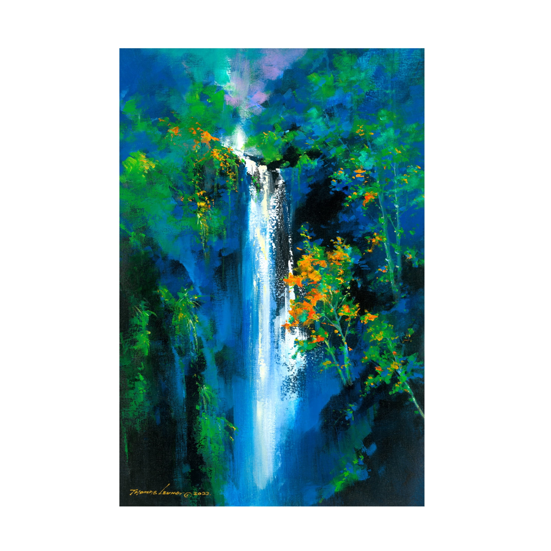 Canvas Wall Art - Thomas Leung 'Little Falls in Paradise' Wall Art for Living Room, Bedroom, or Office Décor by Trademark Fine Art - 16 x 24 Inches