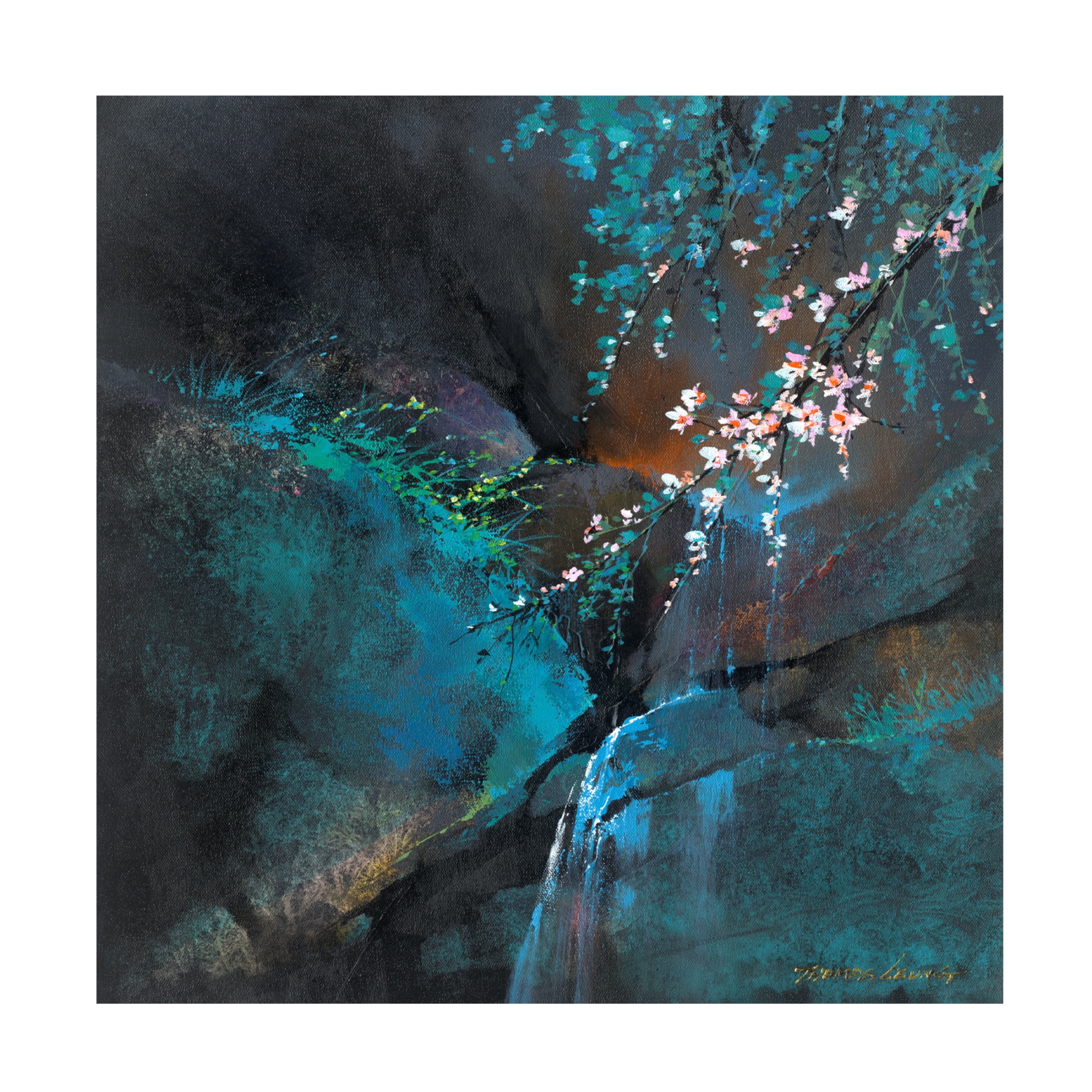 Canvas Wall Art - Thomas Leung 'Stream At Dusk' Wall Art for Living Room, Bedroom, or Office Décor by Trademark Fine Art - 18 x 18 Inches