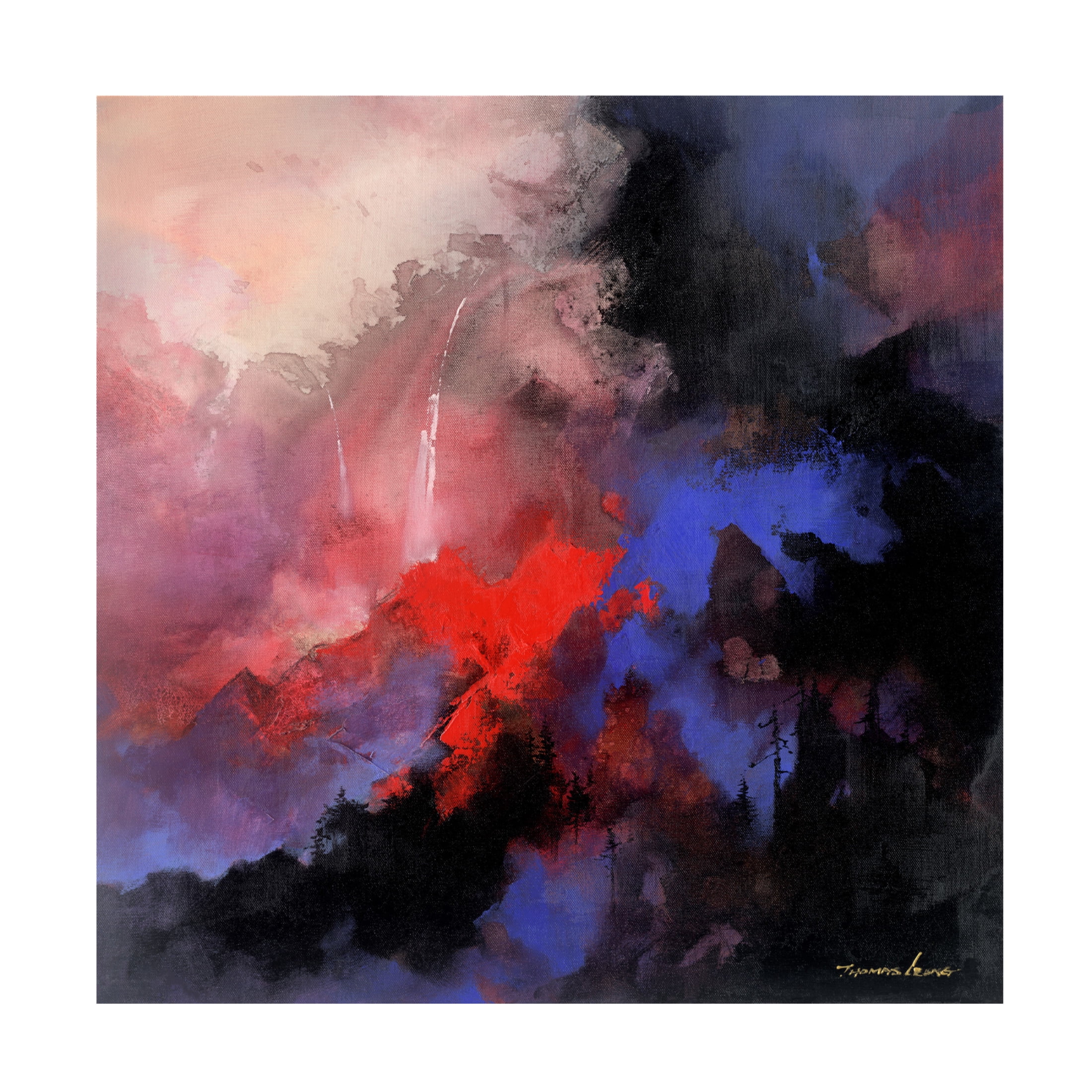 Canvas Wall Art - Thomas Leung 'The Red Tree' Wall Art for Living Room, Bedroom, or Office Décor by Trademark Fine Art - 24 x 24 Inches