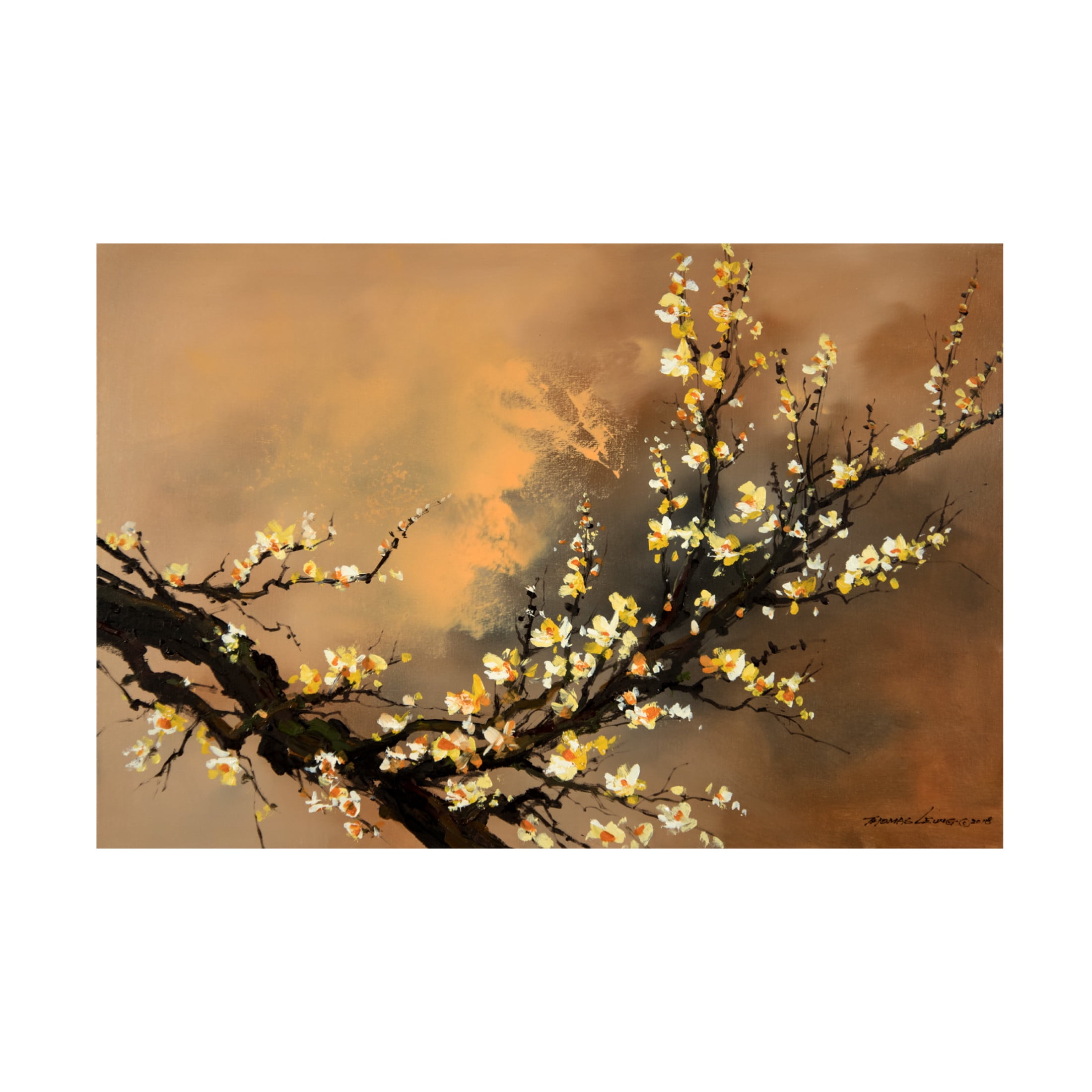 Canvas Wall Art - Thomas Leung 'Yellow Plum Blossom' Wall Art for Living Room, Bedroom, or Office Décor by Trademark Fine Art - 47 x 30 Inches