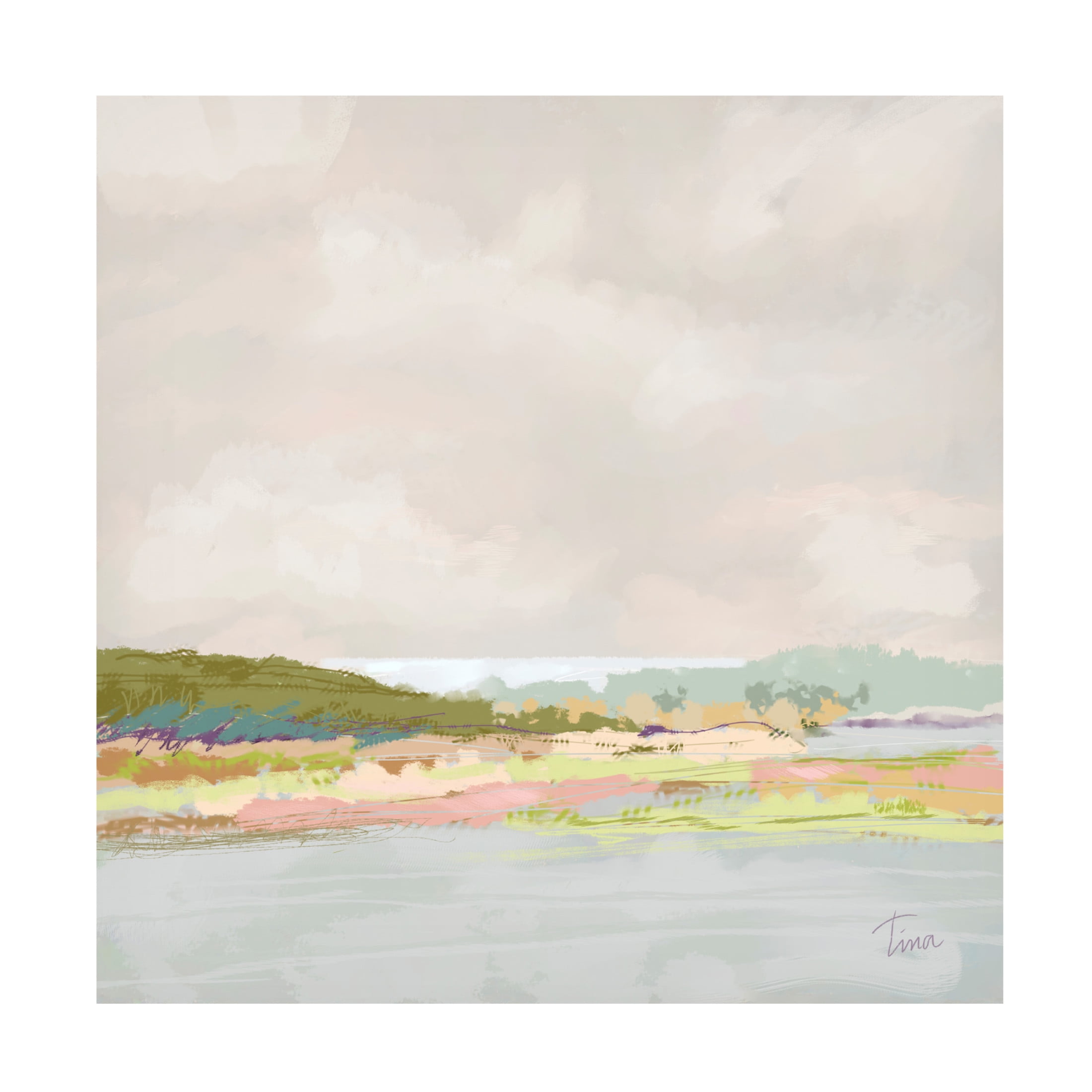 Canvas Wall Art - Tina Finn 'Foggy Morning Estuary' Wall Art for Living Room, Bedroom, or Office Décor by Trademark Fine Art - 18 x 18 Inches