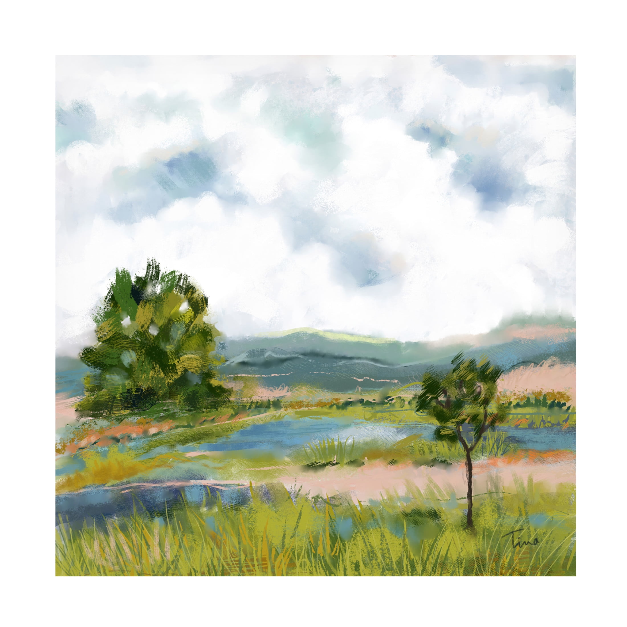 Canvas Wall Art - Tina Finn 'Scenic Hills' Wall Art for Living Room, Bedroom, or Office Décor by Trademark Fine Art - 24 x 24 Inches