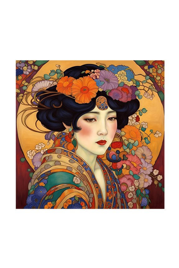 Canvas Wall Art - Tina Lavoie 'Art Nouveau Beauty XIX' Wall Art for Living Room, Bedroom, or Office Décor by Trademark Fine Art - 14 x 14 Inches
