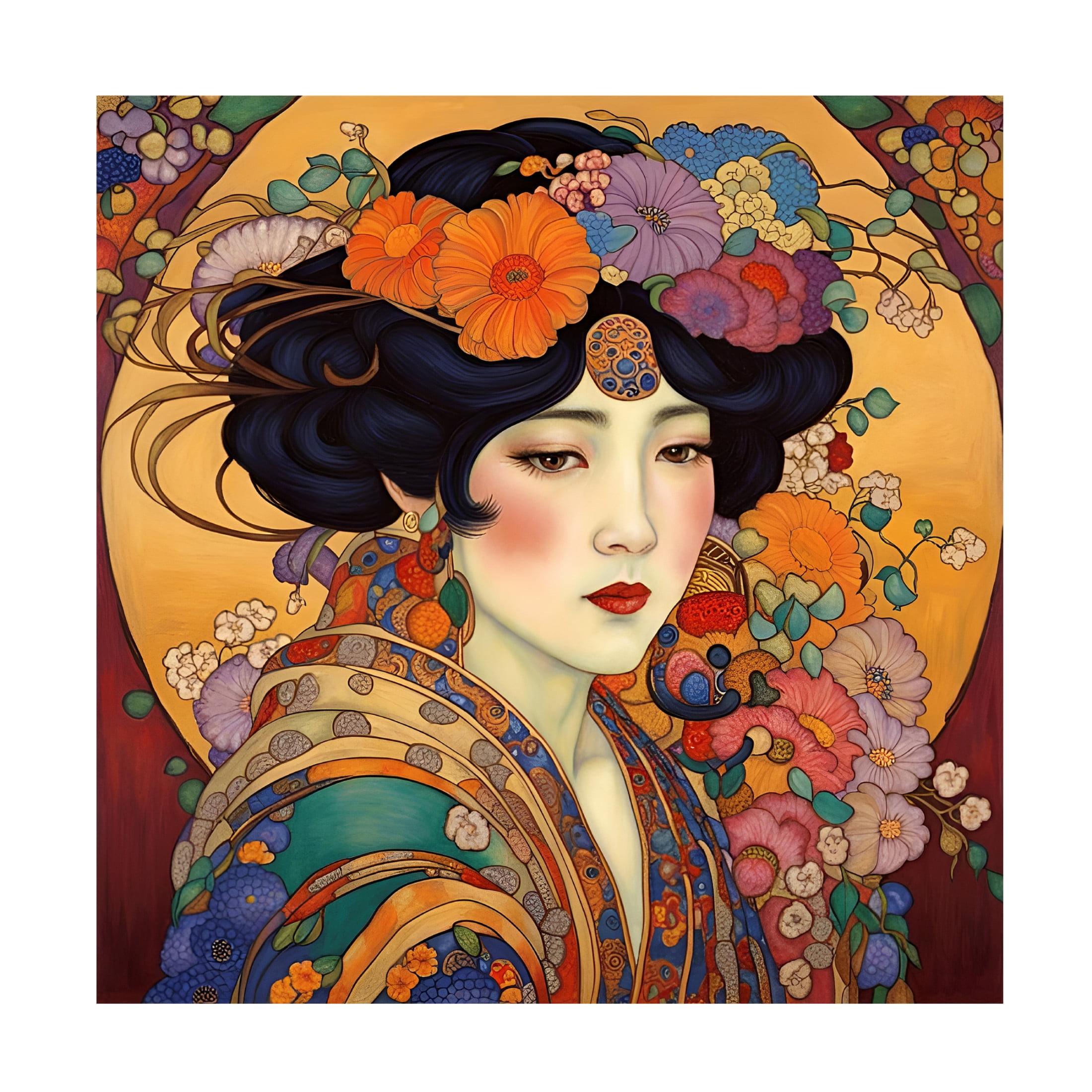 Canvas Wall Art - Tina Lavoie 'Art Nouveau Beauty XIX' Wall Art for Living Room, Bedroom, or Office Décor by Trademark Fine Art - 18 x 18 Inches