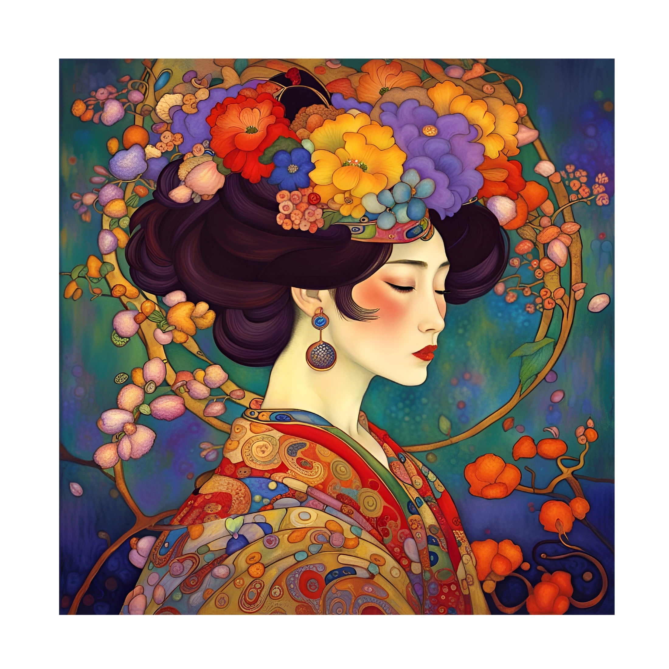 Canvas Wall Art - Tina Lavoie 'Art Nouveau Beauty XVIII' Wall Art for Living Room, Bedroom, or Office Décor by Trademark Fine Art - 35 x 35 Inches