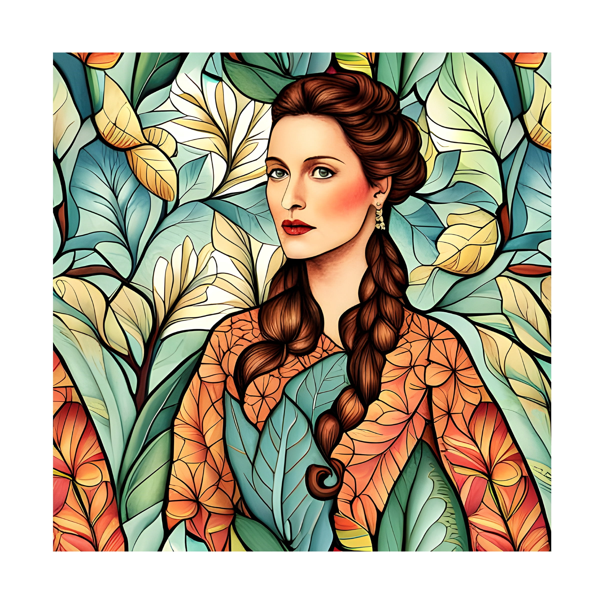 Canvas Wall Art - Tina Lavoie 'Woman Of The Leaves' Wall Art for Living Room, Bedroom, or Office DÃ©cor by Trademark Fine Art - 18 x 18 Inches