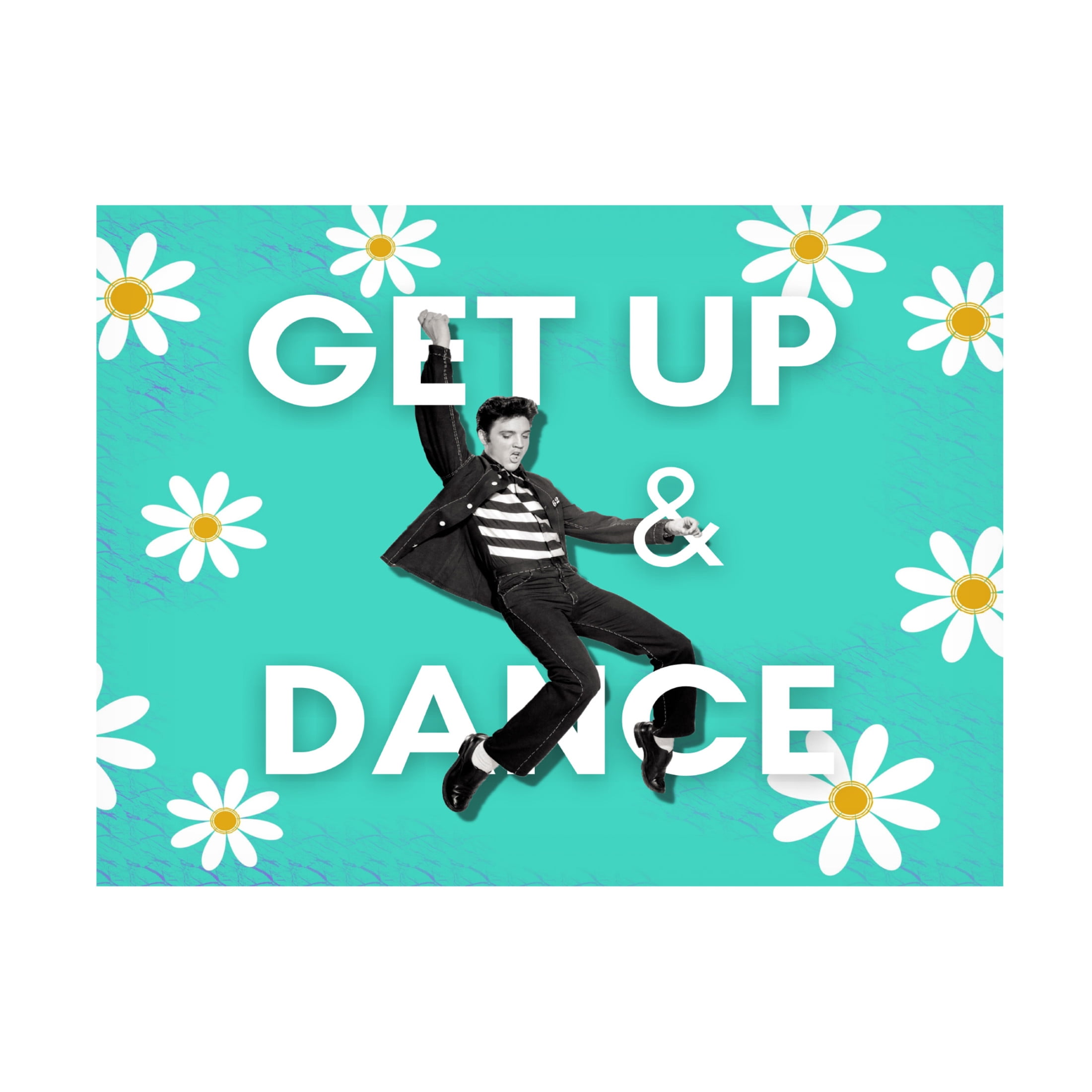 Canvas Wall Art - Tina Mitchell 'Get Up and Dance Elvis Daisy' Wall Art for Living Room, Bedroom, or Office Décor by Trademark Fine Art - 47 x 47 Inches