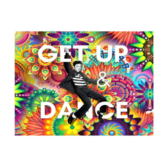 Canvas Wall Art - Tina Mitchell 'Get Up and Dance Elvis Psychodelic' Wall Art for Living Room, Bedroom, or Office Décor by Trademark Fine Art - 19 x 19 Inches