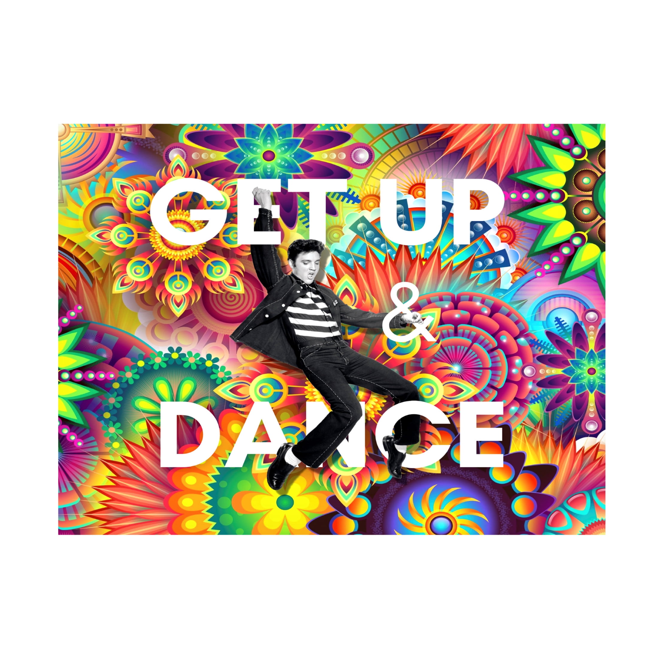 Canvas Wall Art - Tina Mitchell 'Get Up and Dance Elvis Psychodelic' Wall Art for Living Room, Bedroom, or Office Décor by Trademark Fine Art - 47 x 47 Inches
