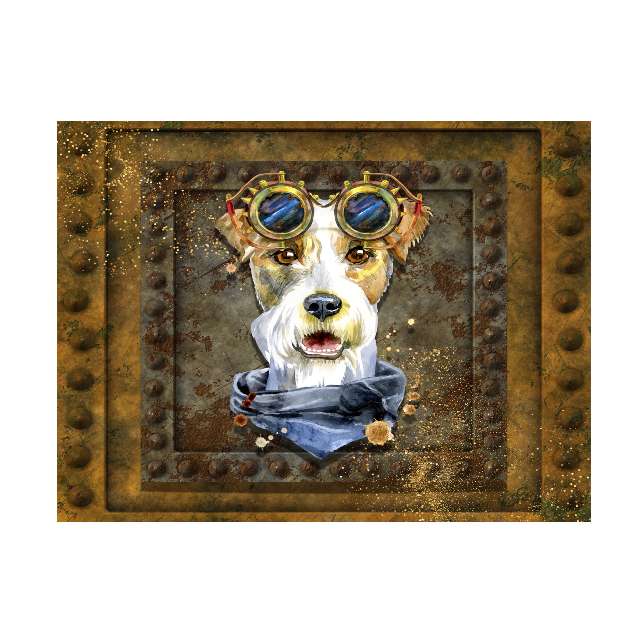 Canvas Wall Art - Tina Mitchell 'Steampunk Airedale Terrier' Wall Art for Living Room, Bedroom, or Office Décor by Trademark Fine Art - 19 x 19 Inches