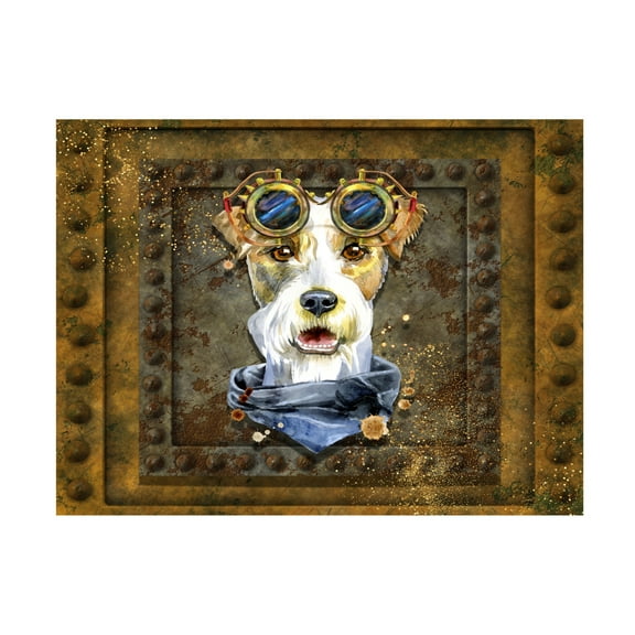 Canvas Wall Art - Tina Mitchell 'Steampunk Airedale Terrier' Wall Art for Living Room, Bedroom, or Office Décor by Trademark Fine Art - 19 x 19 Inches