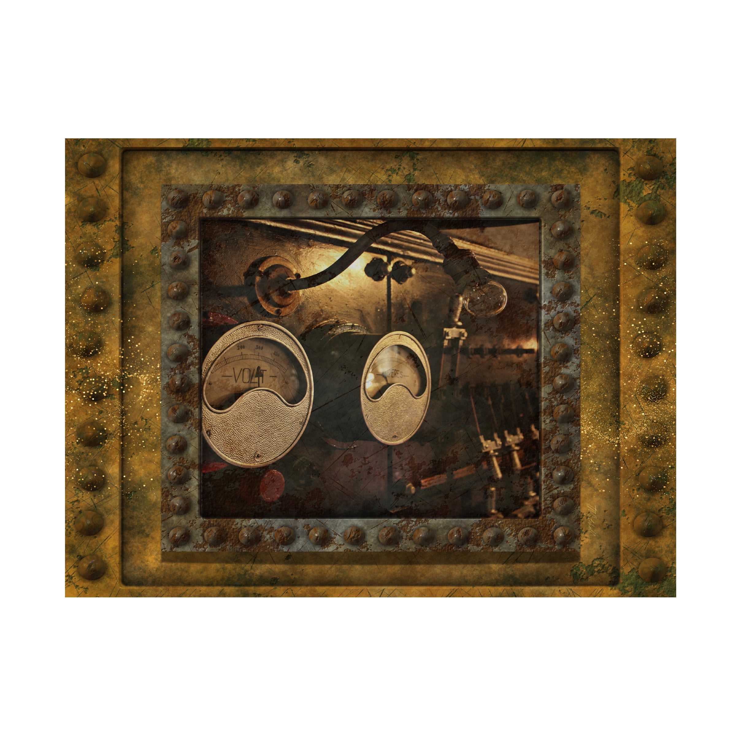 Canvas Wall Art - Tina Mitchell 'Steampunk Boiler' Wall Art for Living Room, Bedroom, or Office Décor by Trademark Fine Art - 32 x 32 Inches