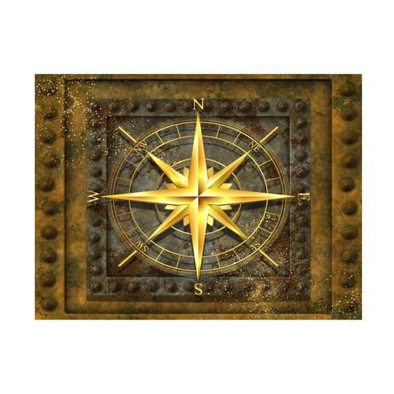 Canvas Wall Art - Tina Mitchell 'Steampunk Compass' Wall Art for Living Room, Bedroom, or Office Décor by Trademark Fine Art - 19 x 19 Inches