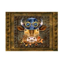 Canvas Wall Art - Tina Mitchell 'Steampunk Cow' Wall Art for Living Room, Bedroom, or Office Décor by Trademark Fine Art - 19 x 19 Inches