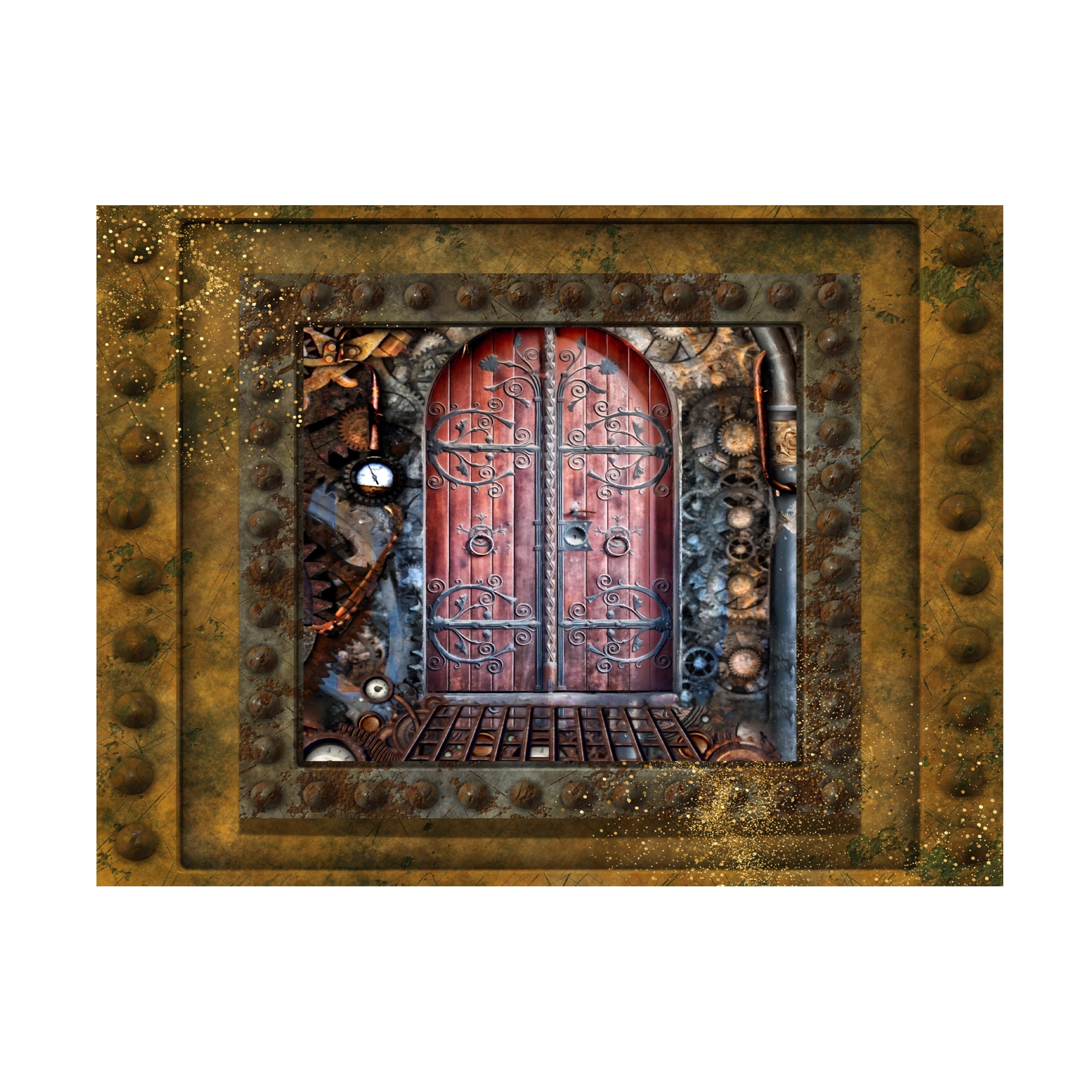 Canvas Wall Art - Tina Mitchell 'Steampunk Door' Wall Art for Living Room, Bedroom, or Office DÃ©cor by Trademark Fine Art - 47 x 47 Inches