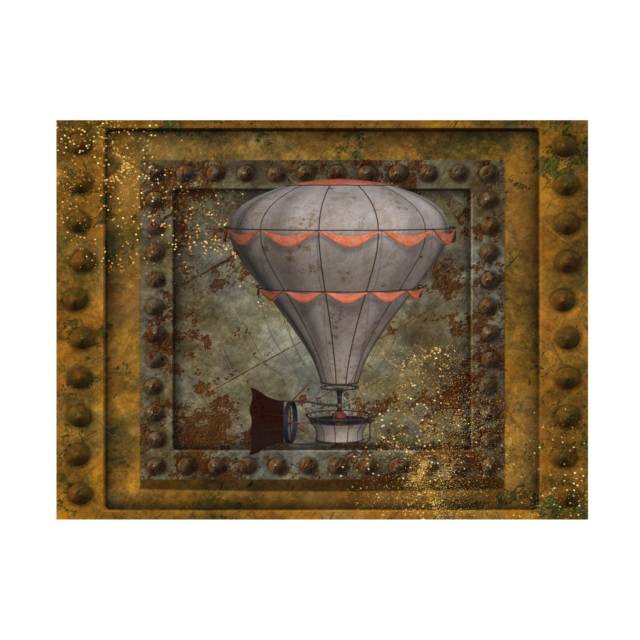 Canvas Wall Art - Tina Mitchell 'Steampunk Hot Air Balloon' Wall Art for Living Room, Bedroom, or Office Décor by Trademark Fine Art - 24 x 24 Inches