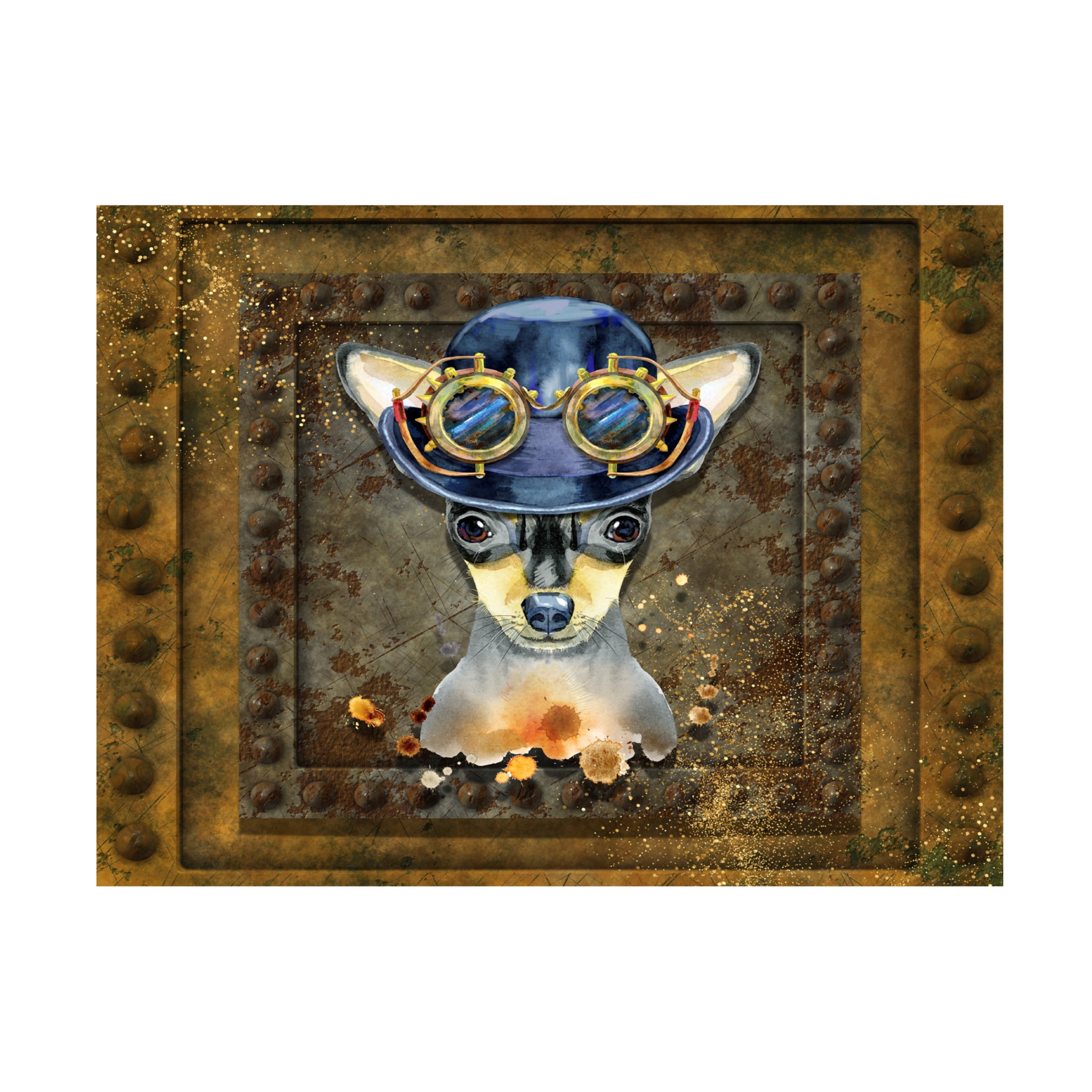 Canvas Wall Art - Tina Mitchell 'Steampunk Miniature Pinscher' Wall Art for Living Room, Bedroom, or Office Décor by Trademark Fine Art - 47 x 47 Inches
