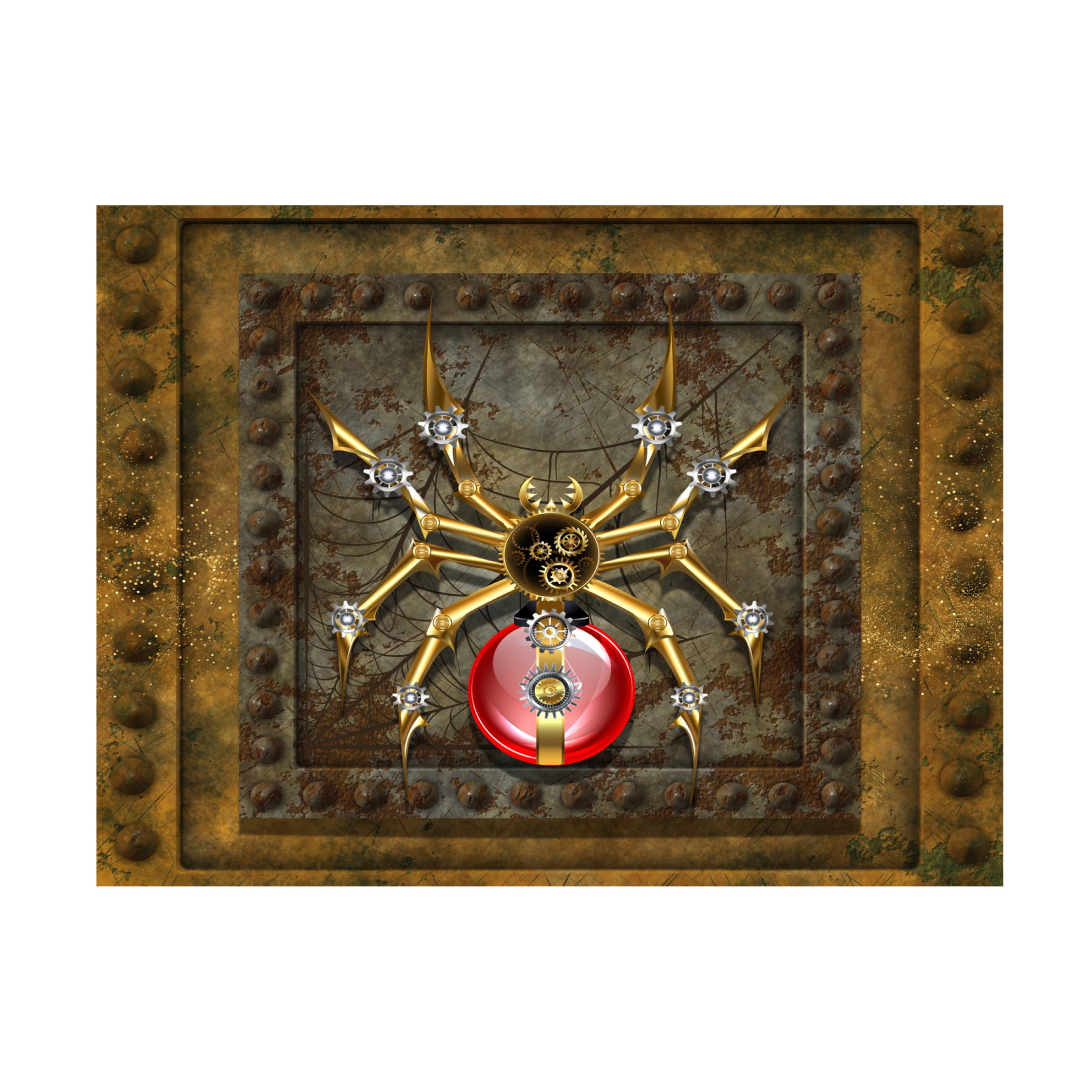 Canvas Wall Art - Tina Mitchell 'Steampunk Spider' Wall Art for Living Room, Bedroom, or Office Décor by Trademark Fine Art - 19 x 19 Inches