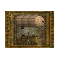 Canvas Wall Art - Tina Mitchell 'Steampunk Zeppelin Balloon' Wall Art for Living Room, Bedroom, or Office Décor by Trademark Fine Art - 19 x 19 Inches