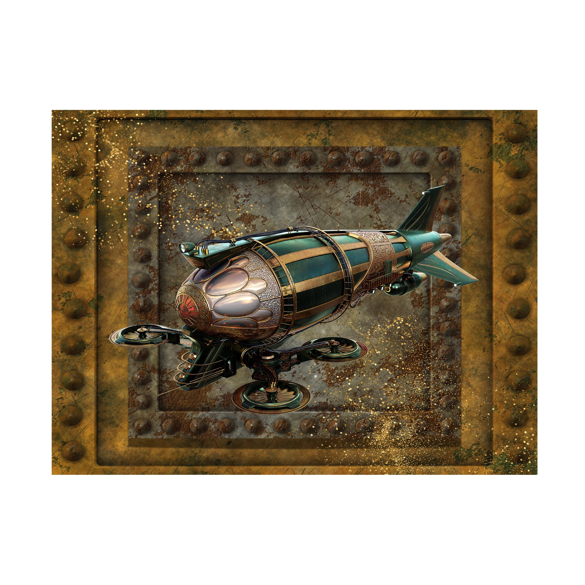 Canvas Wall Art - Tina Mitchell 'Steampunk Zeppelin Drone' Wall Art for Living Room, Bedroom, or Office DÃ©cor by Trademark Fine Art - 47 x 47 Inches