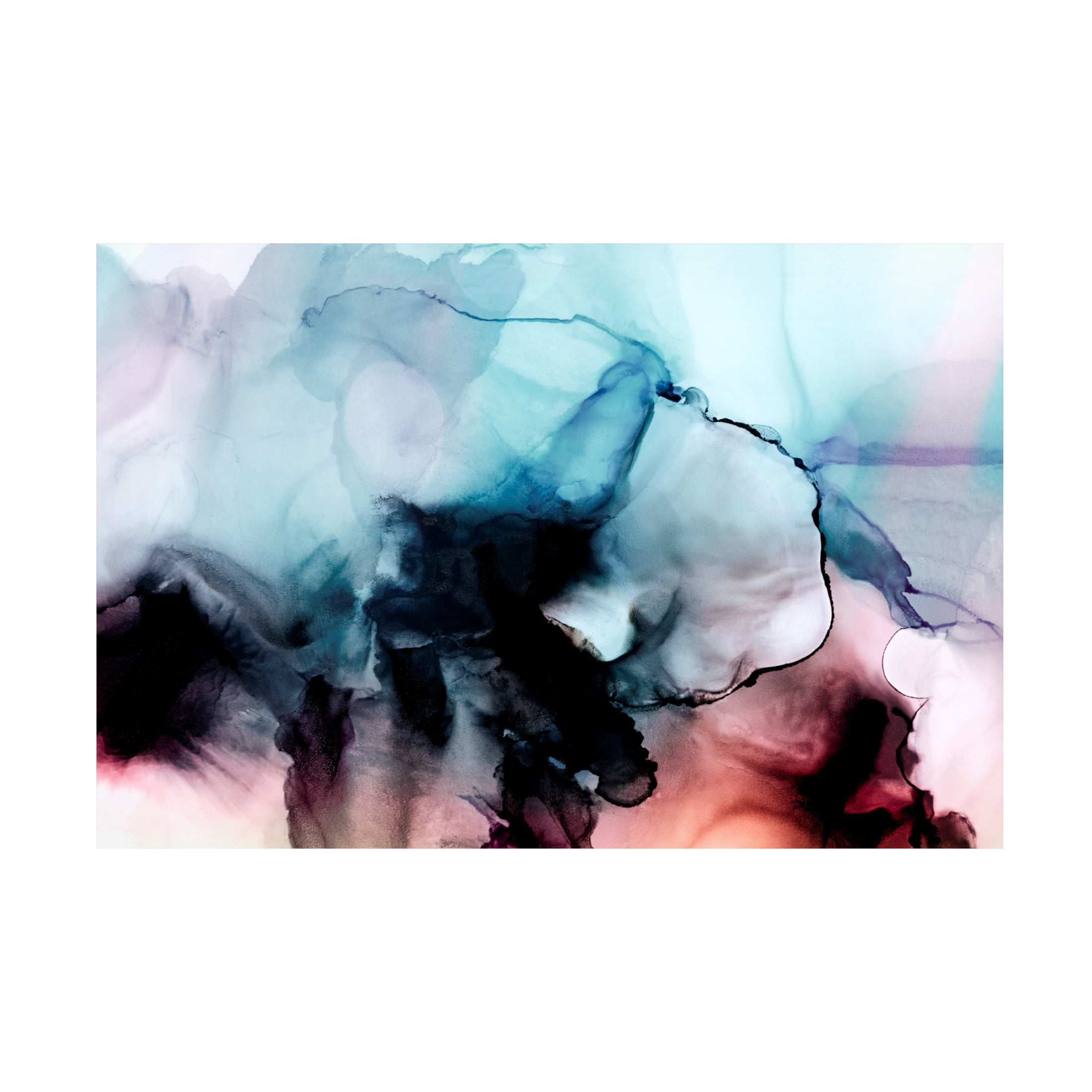 Canvas Wall Art - Tom Quartermaine 'Abstract Blue Pink Alcohol Ink' Wall Art for Living Room, Bedroom, or Office Décor by Trademark Fine Art - 32 x 22 Inches